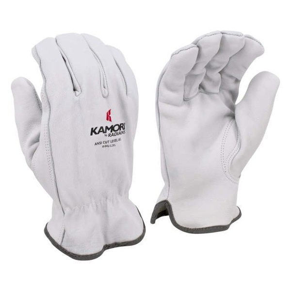 Radians Radians¬Æ Kamori‚Ñ¢ Leather Gloves w/Aramid Liner, Cut A4, 1 Pair, White, L RWG52L